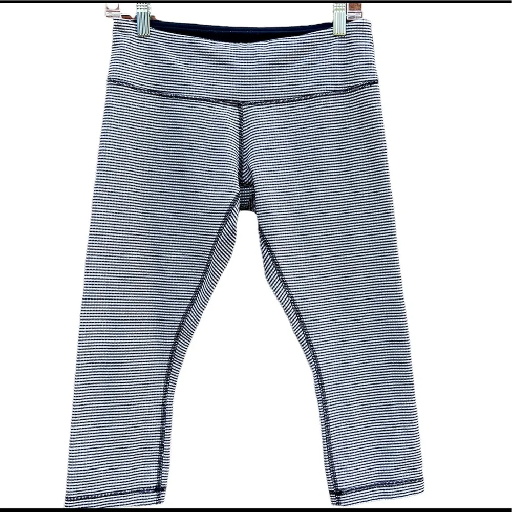 Lululemon Wunder Under Crop Black White Inkwell Gingham - Picture 8 of 9